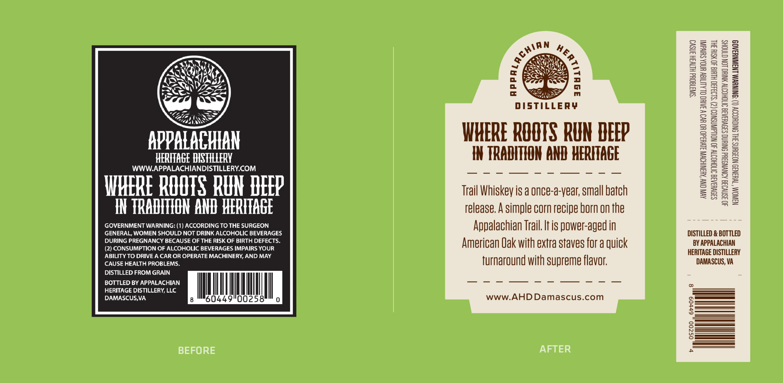 Appalachain Heritage Distillery history label
